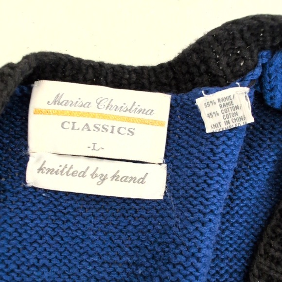 Vintage Marisa Christina L Blue Halloween Cat Moon Stars Knit Vest Ugly Sweater - Picture 7 of 9